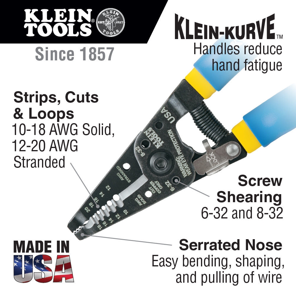 Klein Tools 11055, Solid and Stranded Copper Wire Stripper and Cutter