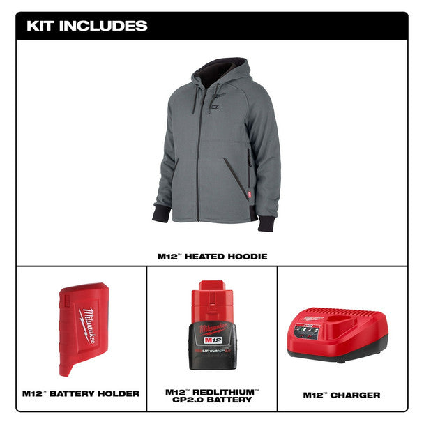 Milwaukee 306G-21 M12 Gray Heated Hoodie Kit 