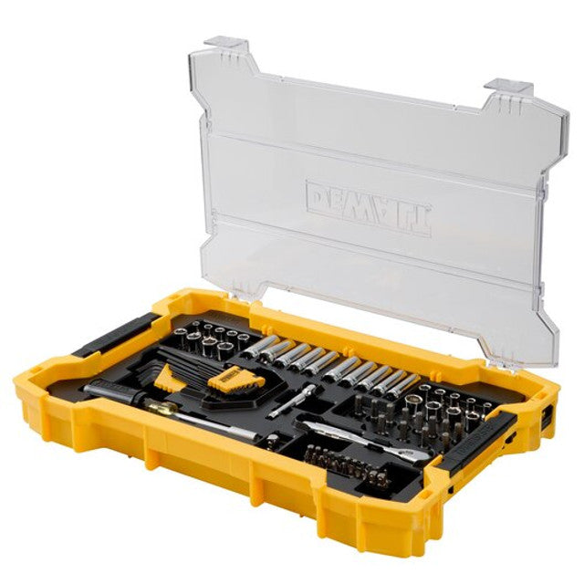 DEWALT DWMT45402, 1/4" & 3/8"DR Mechanic Tool Set With ToughSystem 2.0 Tray & Lid (131 pc)