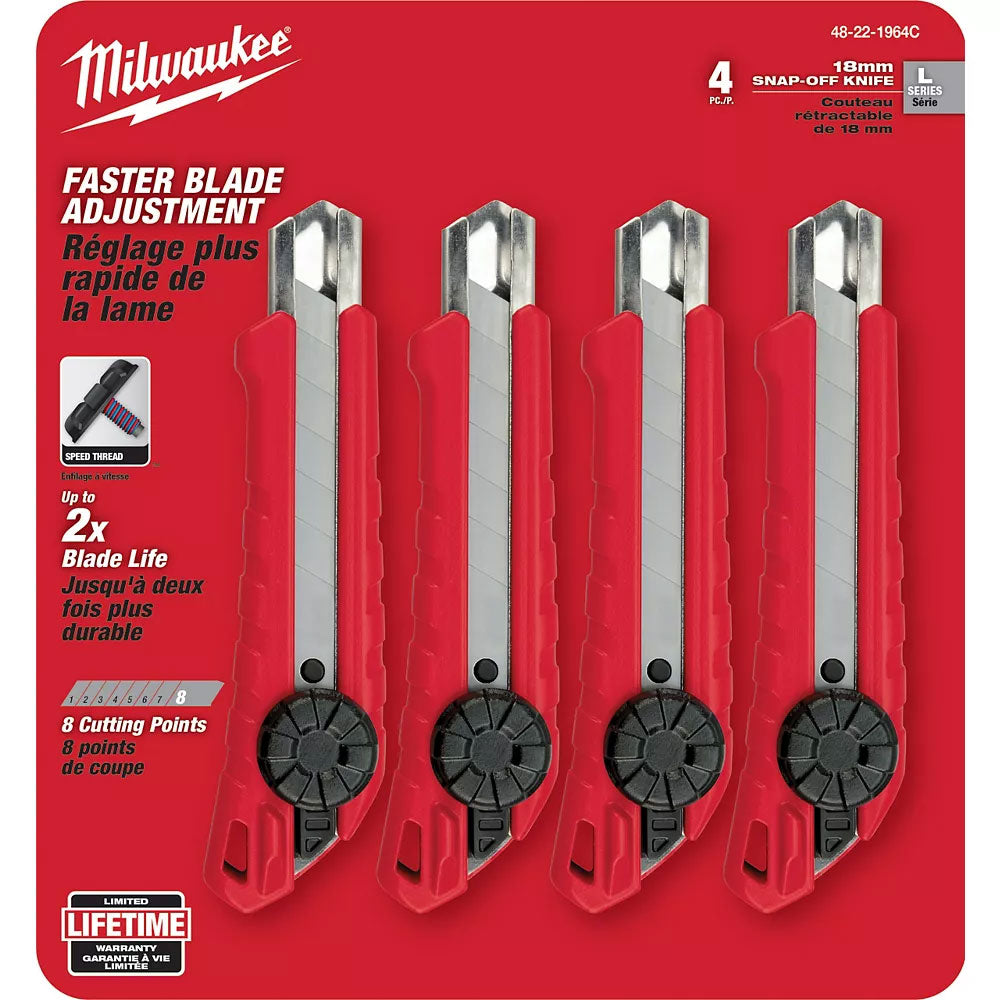 Milwaukee 48-22-1964C, 4PK 18mm Snap Off Knife