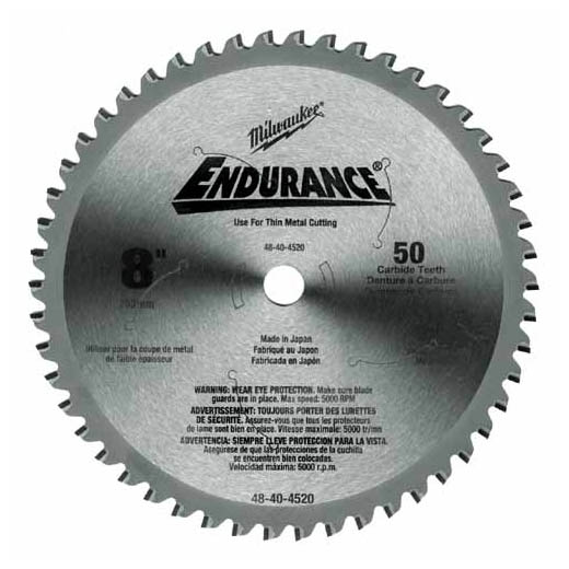 Milwaukee 48-40-4520, 8" 50T METAL & STAINLESS Circular Saw Blade, 5/8"