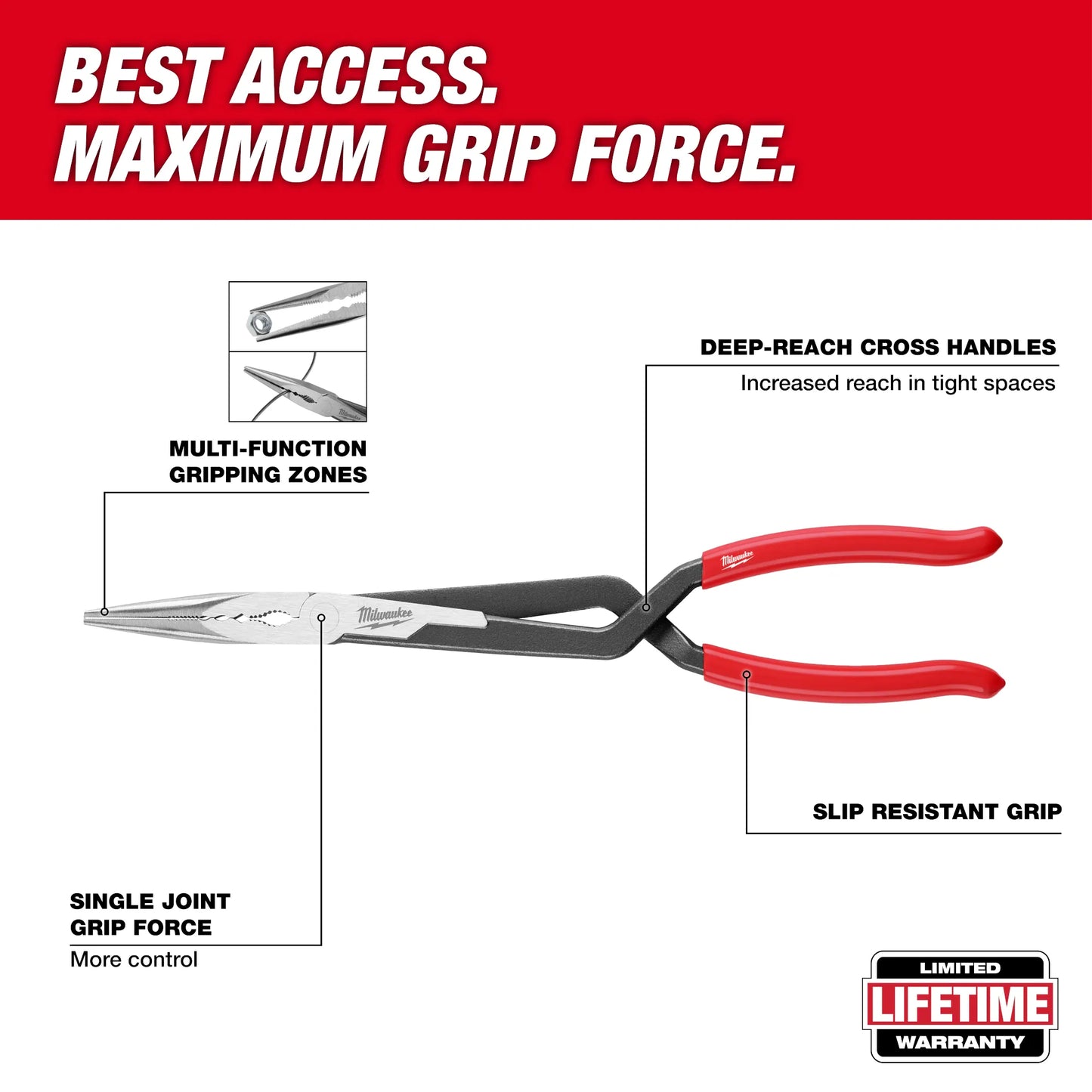 Milwaukee 48-22-6542, 2PC Long Reach Pliers Set