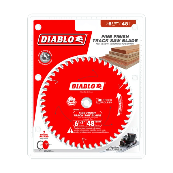 Diablo D0648TSF, 6-1/2" 48-Teeth Track Saw Blade for Fine Finish and Plywood