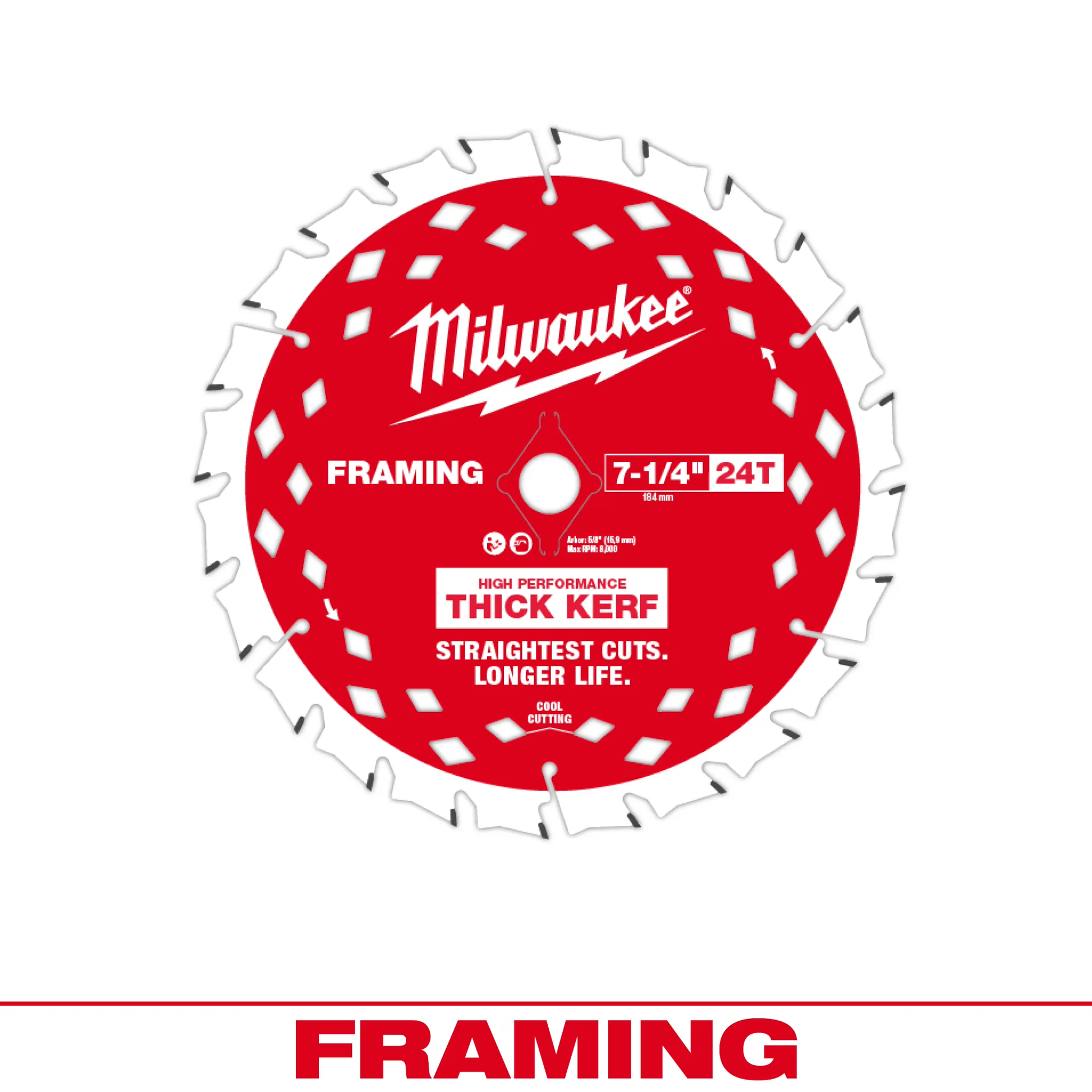 Milwaukee 48-40-0740, 7-1/4" 24T THICK KERF FRAMING BLD