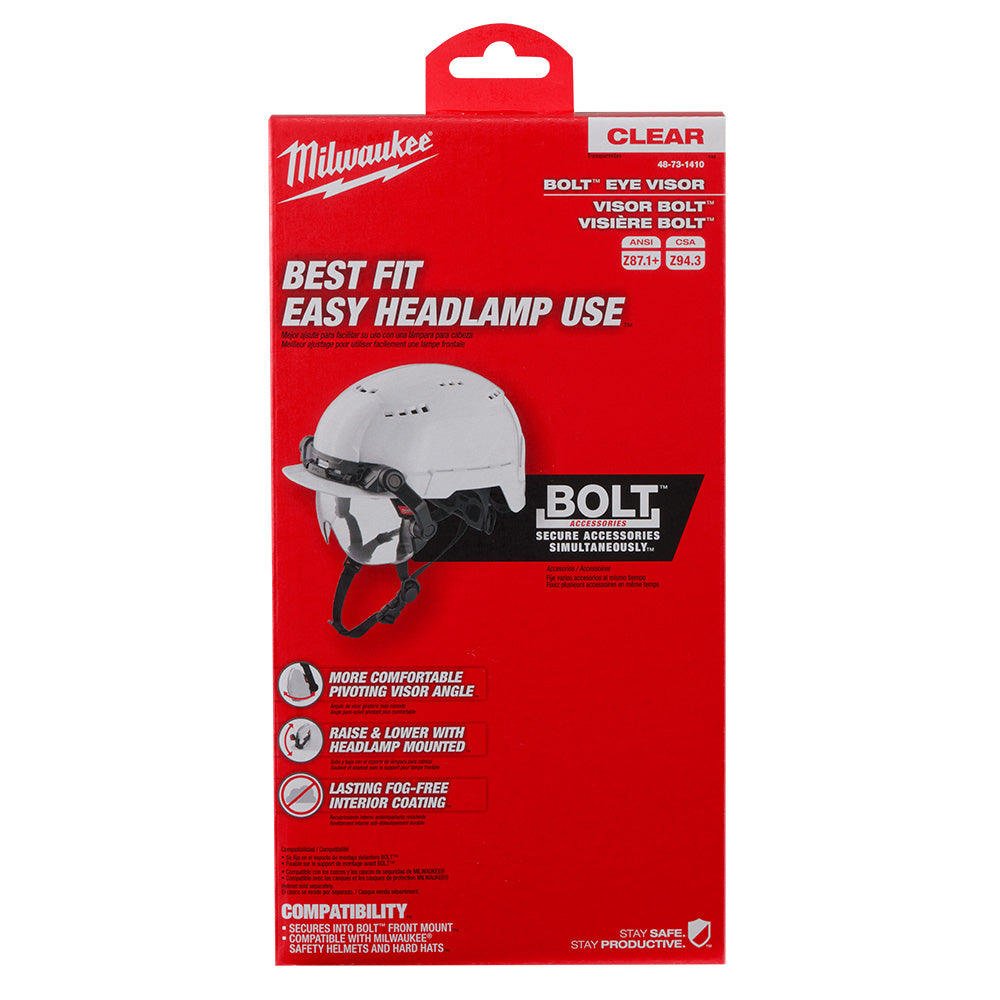 Milwaukee 48-73-1410, BOLT™ Eye Visor - Clear Dual Coat Lens (Compatible with Milwaukee® Safety Helmets & Hard Hats)