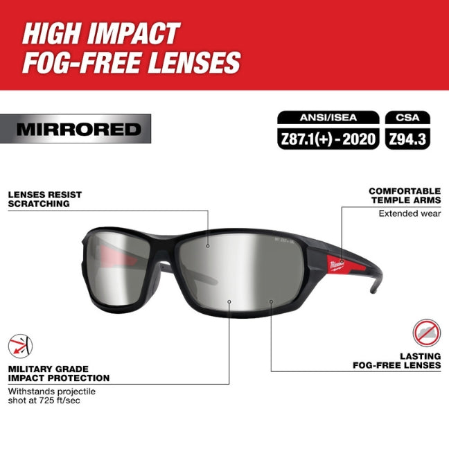 Milwaukee 48-73-2129, Mirrored Performance Safety Glasses - Fog-Free Lenses