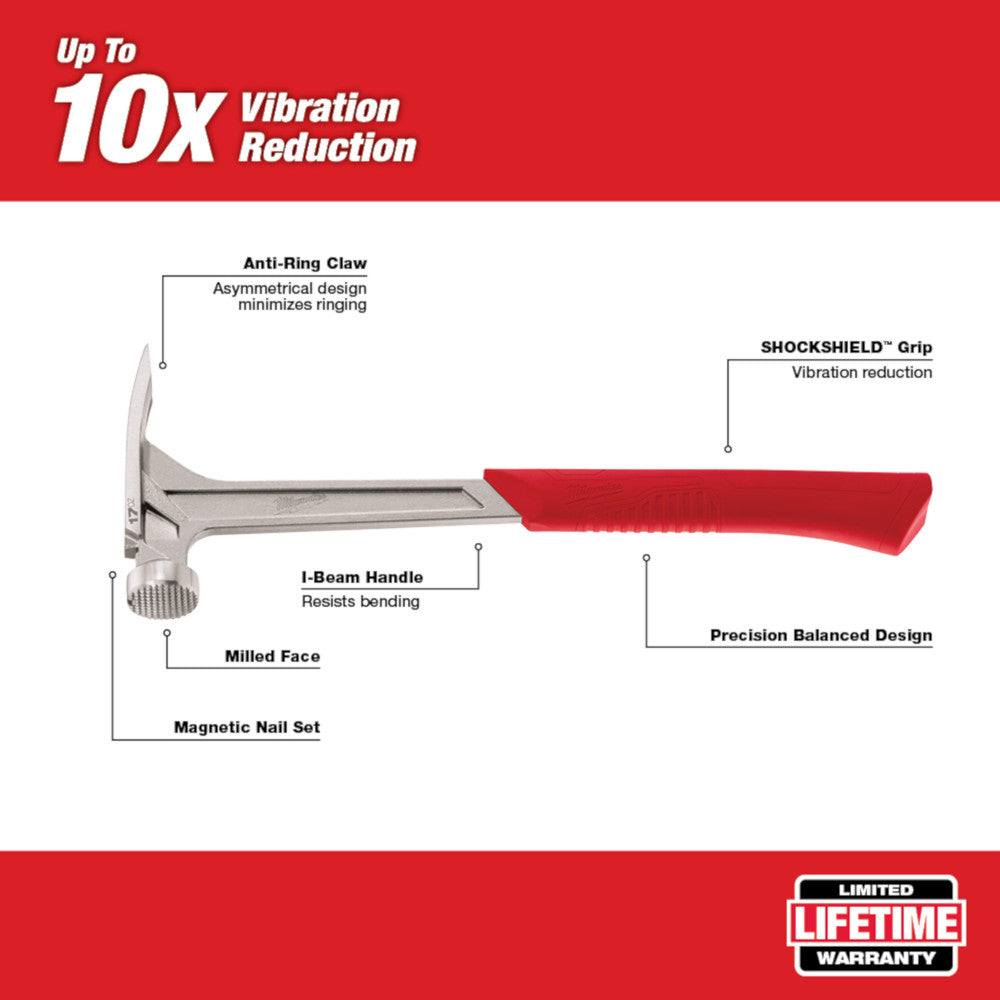 Milwaukee 48-22-9017, 17 oz Framing Hammer (Smooth Face)