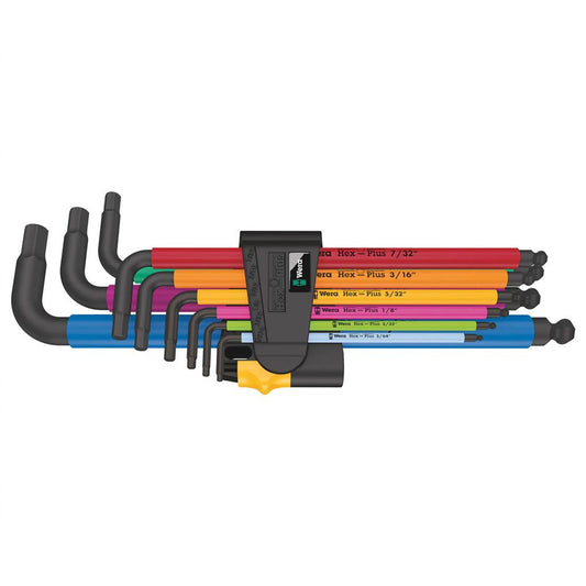 Wera 05022640001, 950/9 HEX-PLUS MULTICOLOUR IMPERIAL 2 L-KEY SET, IMPERIAL, BLACKLASER, 9 PIECES