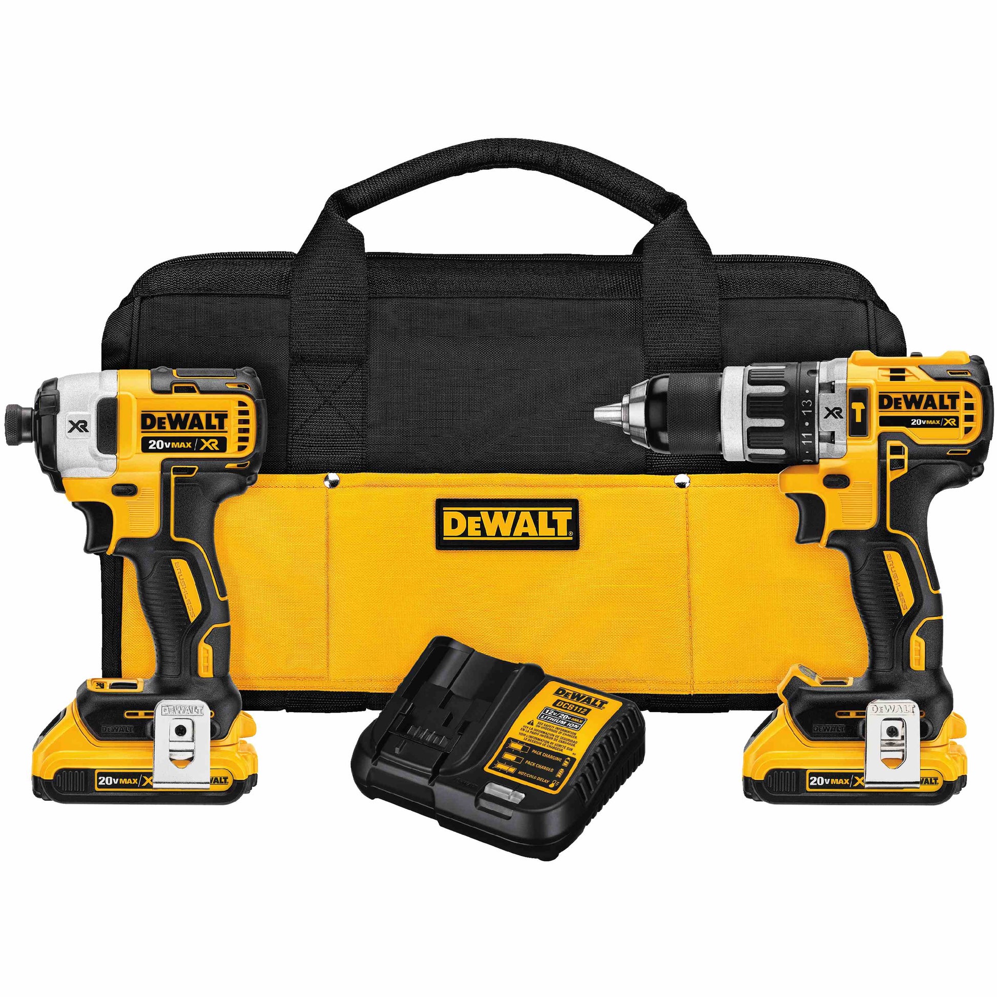 DEWALT DCK287D2,  20V MAX XR Brushless 2-Tool Combo Kit (Compact Hammerdrill & Impact Driver)