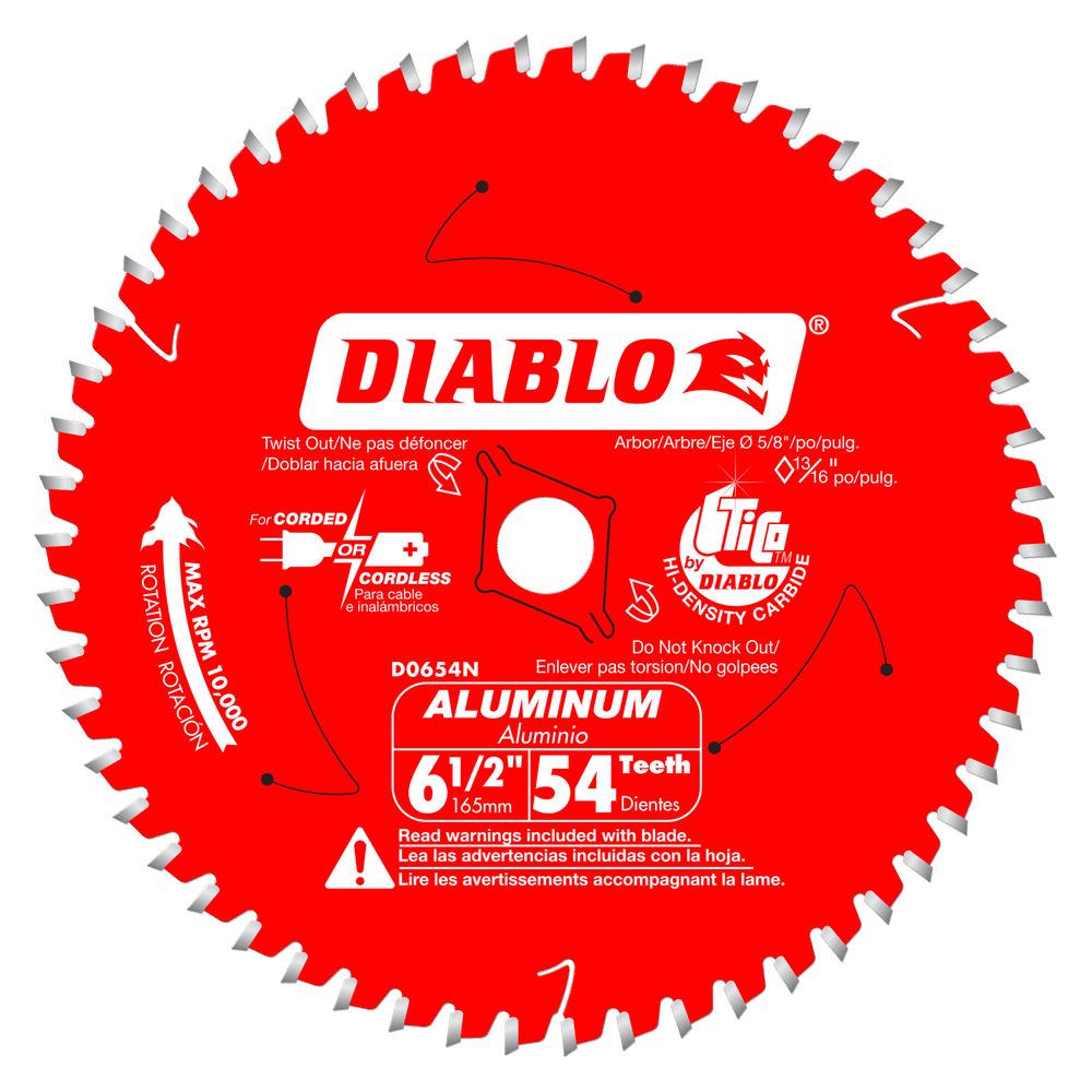 Diablo D0654N, 6‑1/2 in. x 54 Tooth Medium Aluminum Cutting Saw Blade