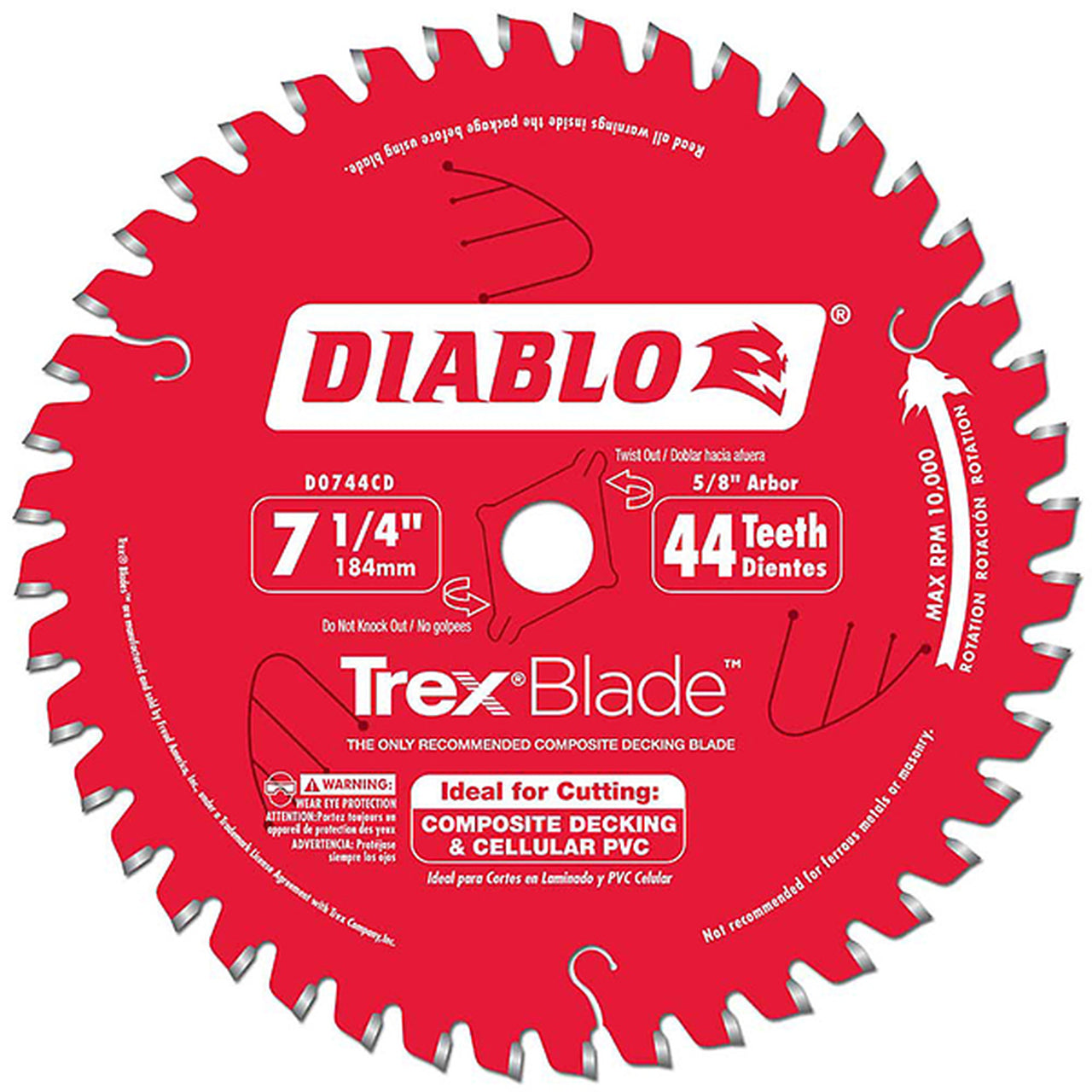 Diablo D0744CDC, 7-1/4 x 44T Composite Decking Blade