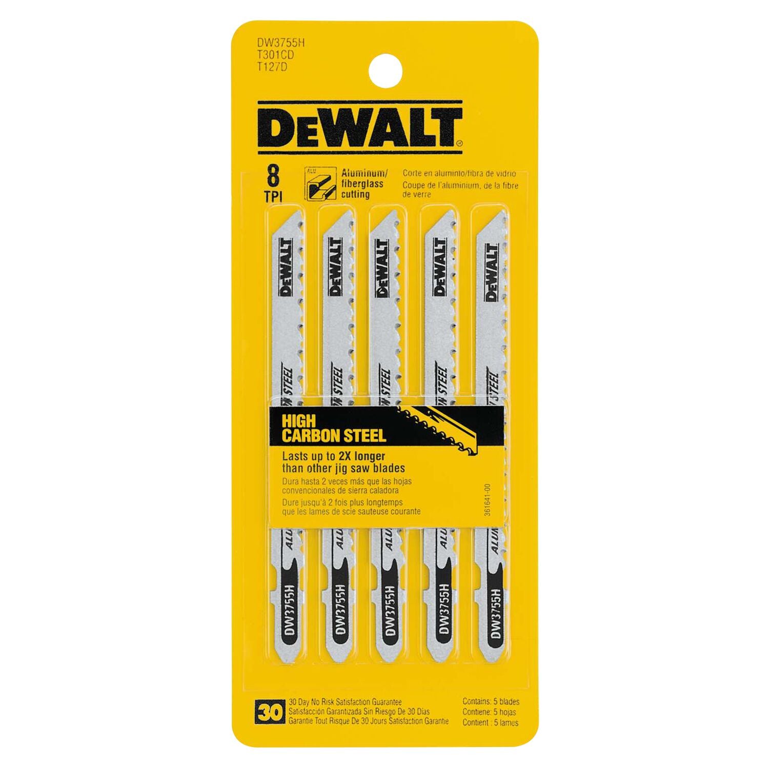 DEWALT DW3755H, 4'' 8 TPI T-Shank Aluminum/Fiberglass Wood Cutting Jig Saw Blade