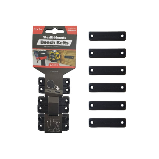StealthMounts BB-BLK-6, Bench Belts - Universal Tool Holster  (6 Pack)