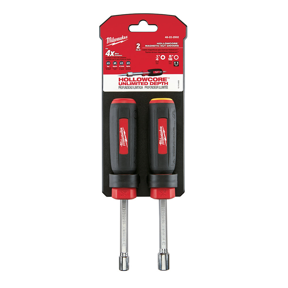 Milwaukee 48-22-2502, 2 pc SAE HollowCore Magnetic Nut Driver Set