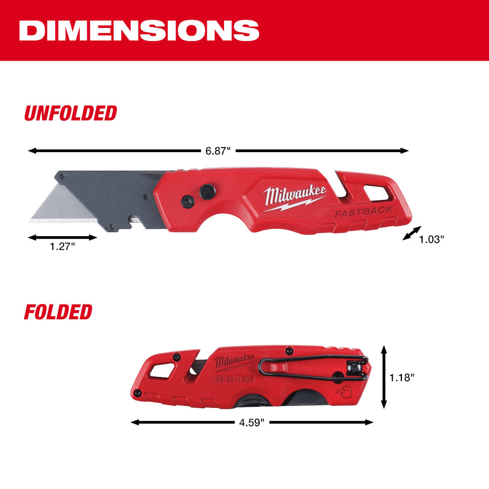 Milwaukee 48-22-1502, FASTBACK Folding Utility Knife w/ Blade Storage