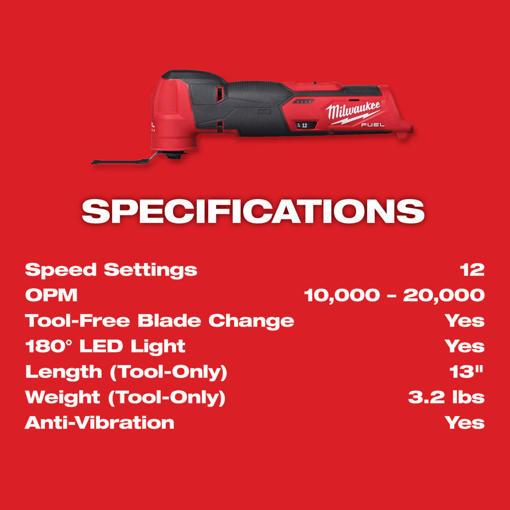 Milwaukee 2526-21XC, M12 FUEL Oscillating Multi-Tool Kit