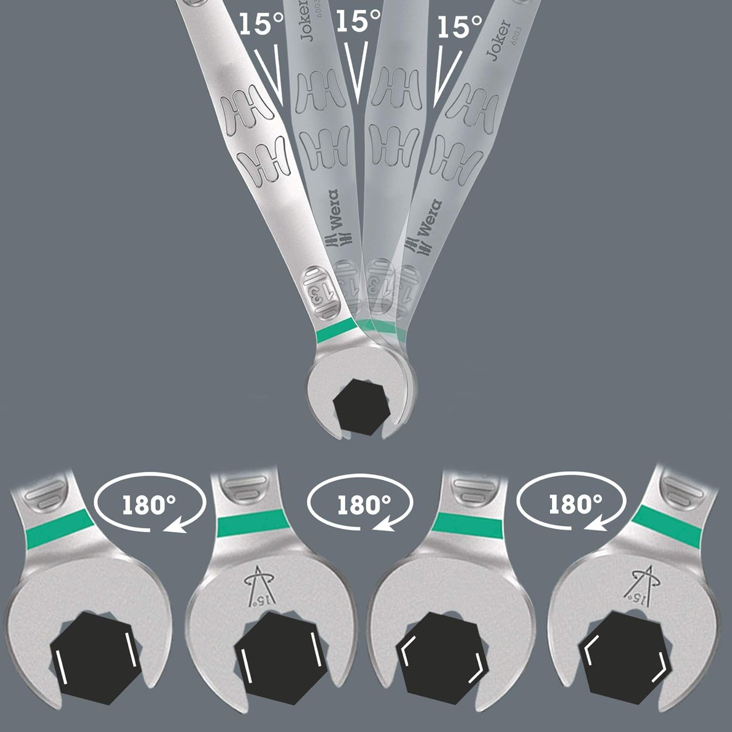 Wera 05020241001, 6003 JOKER 8 IMPERIAL SET 1 COMBINATION WRENCH SET, IMPERIAL, 8 PIECES