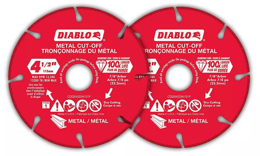 Diablo CDD045DIA102P, 4-1/2in Diamond Metal Cut-Off Blade (2-pk)