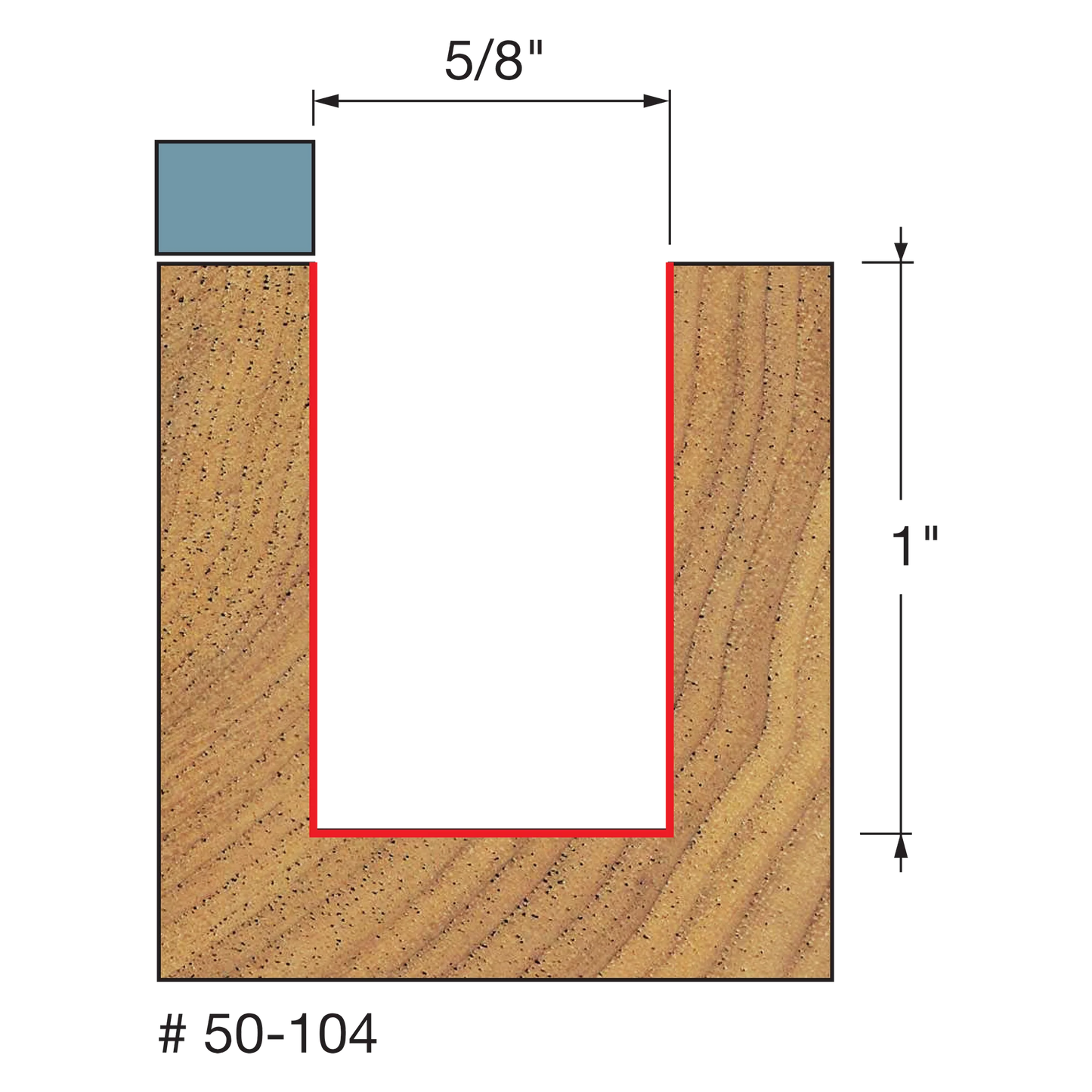 Freud 50-104, Carbide Router Bit - 5/8" x 1" x 2-5/8" OAL Top Bearing Flush Trim Bit (1/4" Shank)