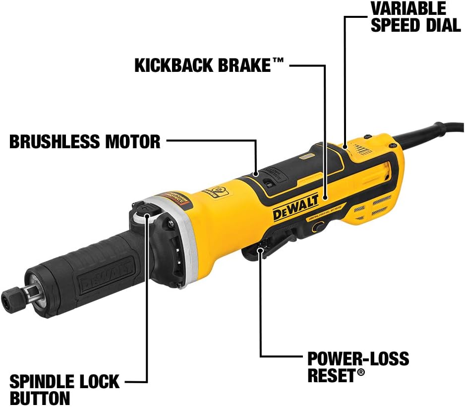 DEWALT DWE4997VS,  2" BRUSHLESS VARIABLE SPEED PADDLE SWITCH DIE GRINDER 7,500-25,000 WITH LOCK-ON