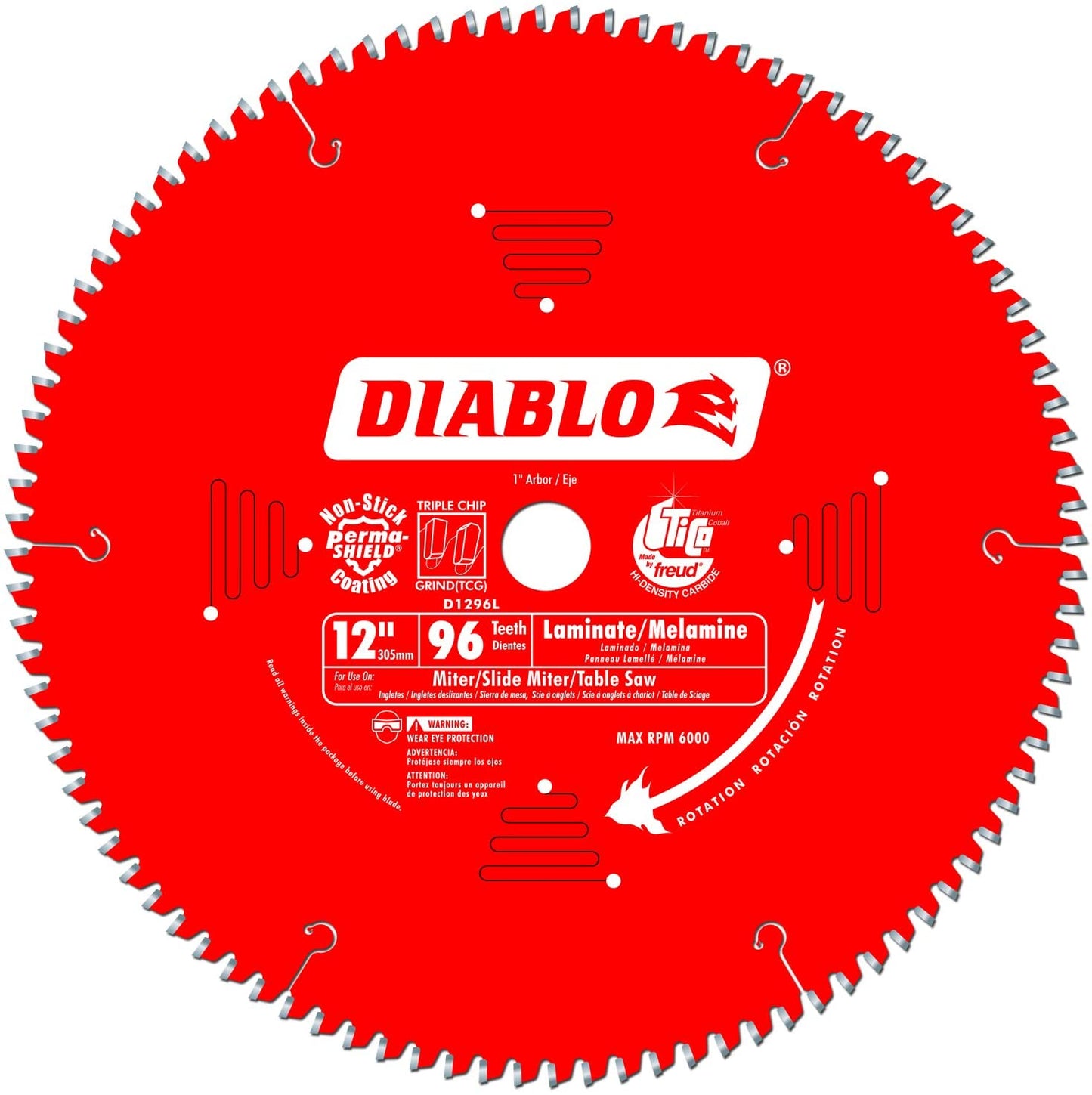 Diablo D1296L, 12 in. x 96T Laminate / Aluminum Saw Blade