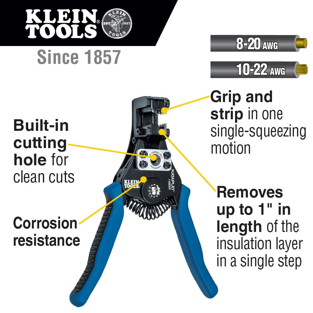 Klein Tools 11063W, Katapult® Wire Stripper and Cutter for Solid and Stranded Wire