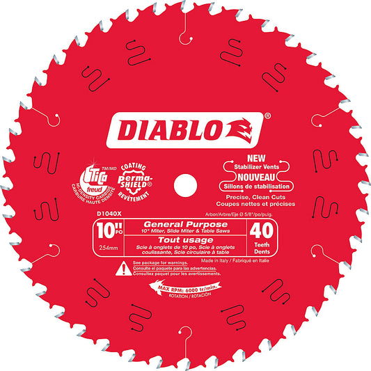 Diablo D1040X, 10" X 40T General Purpose Blade