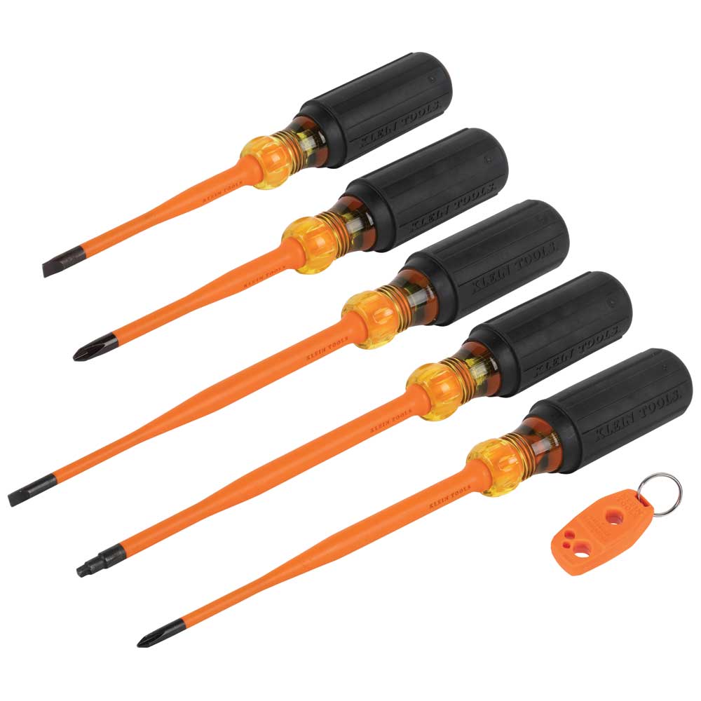 Klein Tools 33736INS, Screwdriver Set, 1000V Slim-Tip Insulated and Magnetizer, 6-Piece