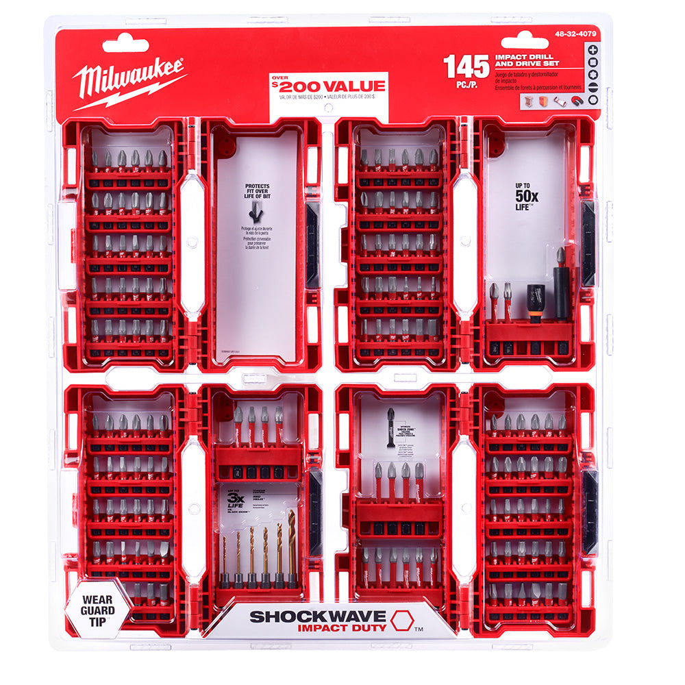 Milwaukee 48-32-4079, 145-Piece Red Helix Drill Bit and Shockwave Impact Duty Driver Bit Set