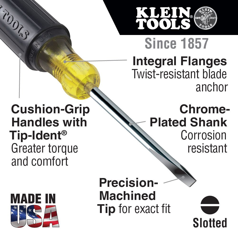 Klein Tools 608-4, 1/8-Inch Cabinet Tip Mini Screwdriver 4-Inch