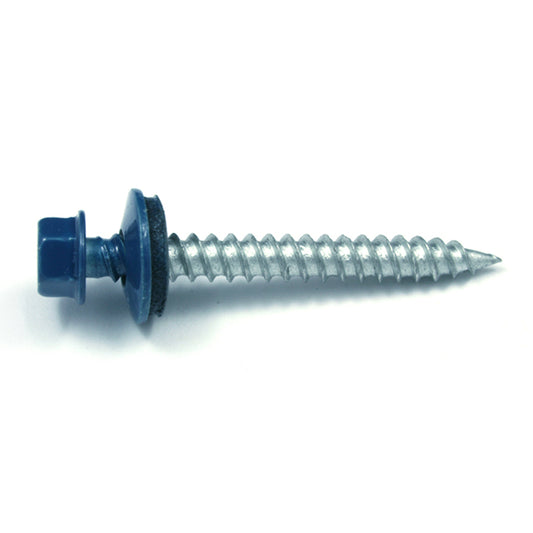 Reliable RSZ9112BL, Colored Roof Metal Screw, Hex Head with Steel and Neoprene Washer, Self-Tapping Thread, Type A Point, #9 X 1-1/2" Heron Blue (Box of 500)