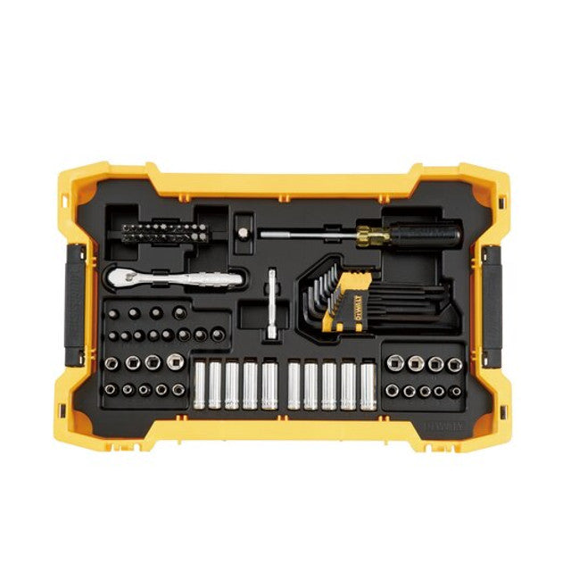 DEWALT DWMT45402, 1/4" & 3/8"DR Mechanic Tool Set With ToughSystem 2.0 Tray & Lid (131 pc)