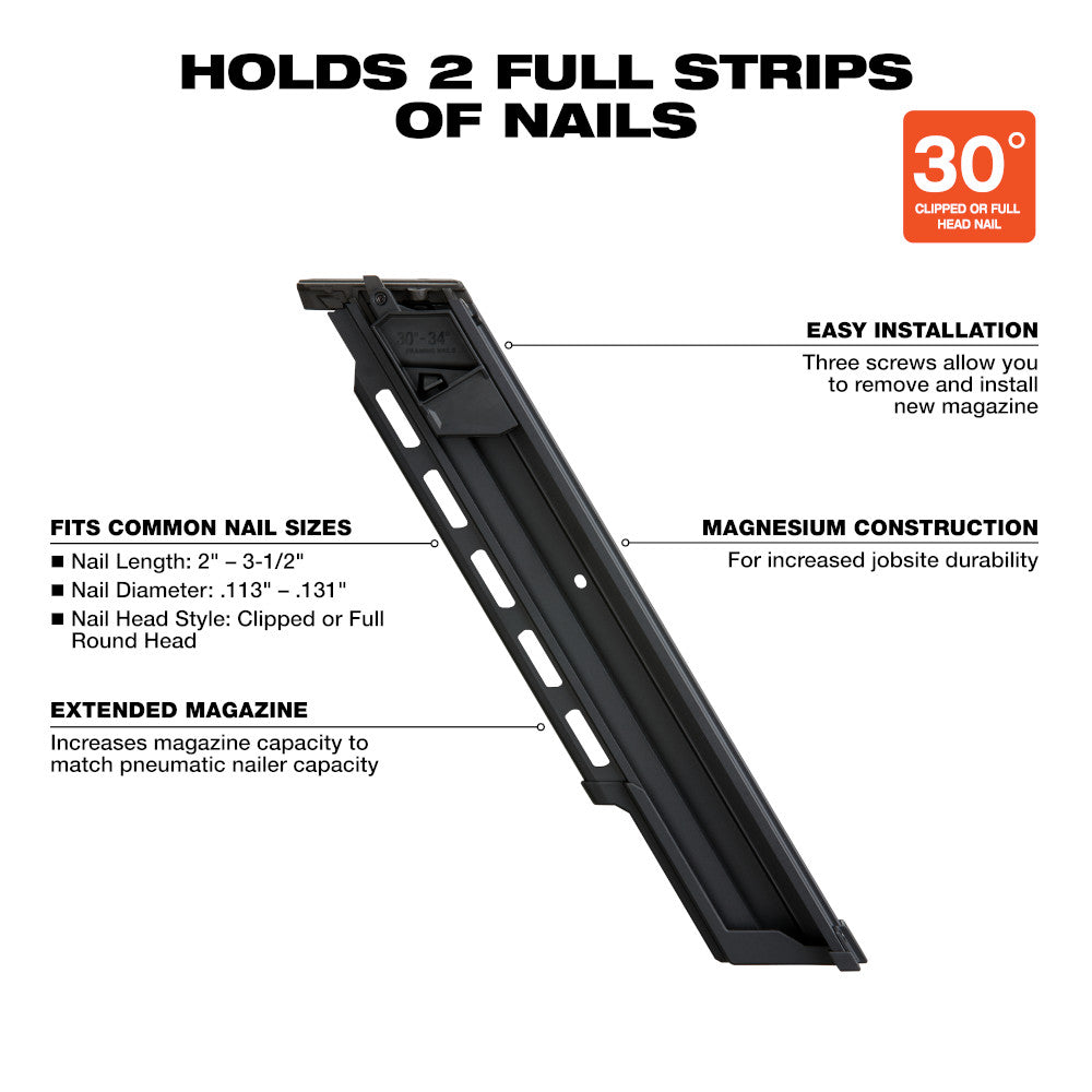 Milwaukee 48-08-2745, 30 Degree Framing Nailer Extended Capacity Magazine