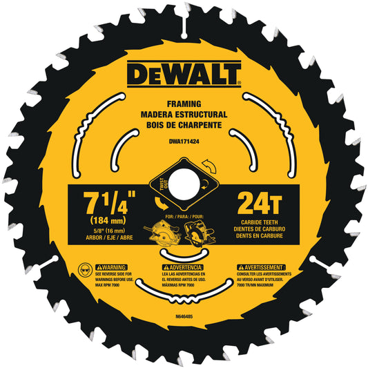 DEWALT DWA171424B10, 7-1/4'' 24 Teeth Circular Saw Blade(Sold/Each)