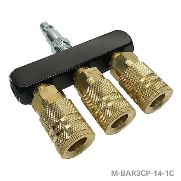 ROLAIR M-BAR3CP-14-1C, 3-way Bar Manifold (1/4" NPT) with 3 Industrial Couplers, Plug