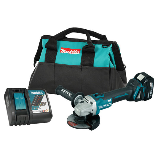 Makita DGA506RTX5, 18V LXT Brushless Cordless 5" Angle Grinder w/ Slide Switch, ADT & XPT (5.0 Ah Kit)