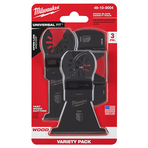 Milwaukee 49-10-9004, OPEN-LOK™ 3PC WOOD CUTTING MULTI-TOOL BLADE VARIETY PACK