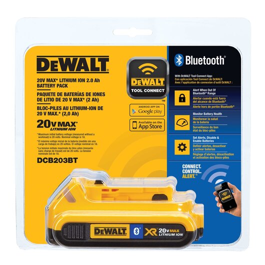 DEWALT DCB203BT-2, 20V MAX Compact Battery with Bluetooth, Twin Pack (2.0 Ah)