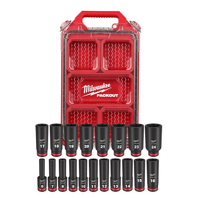 Milwaukee 49-66-6801, SHOCKWAVE Impact Duty™ Socket 3/8” Dr 19PC MM PACKOUT Set