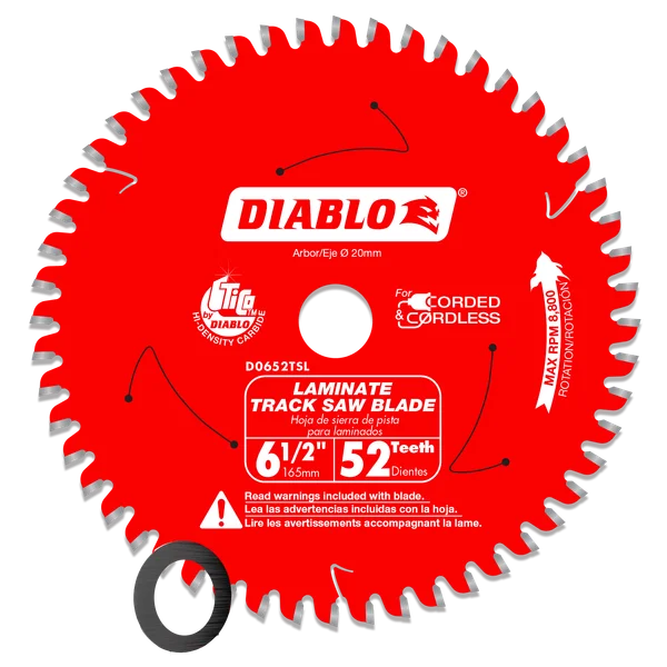 Diablo D0652TSL, 6-1/2" 52-Teeth Track Saw Blade for Laminate