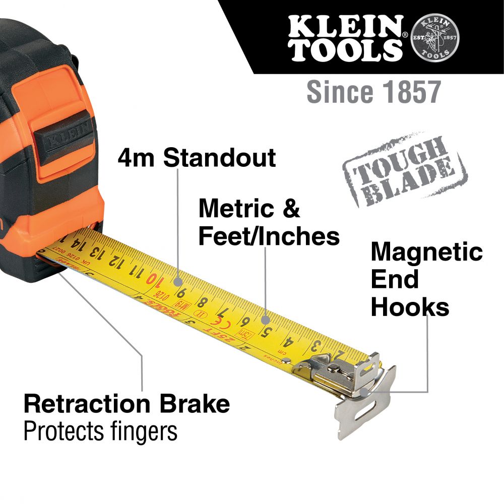 Klein Tools 9375, Tape Measure, 7.5-Meter Magnetic Double-Hook