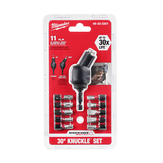 Milwaukee 48-32-2301, SHOCKWAVE™ 30° KNUCKLE™ Pivoting Bit Holder -11PC