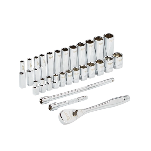 Milwaukee 48-22-9504, 1/4" Drive 28pc Ratchet & Socket Set - Metric