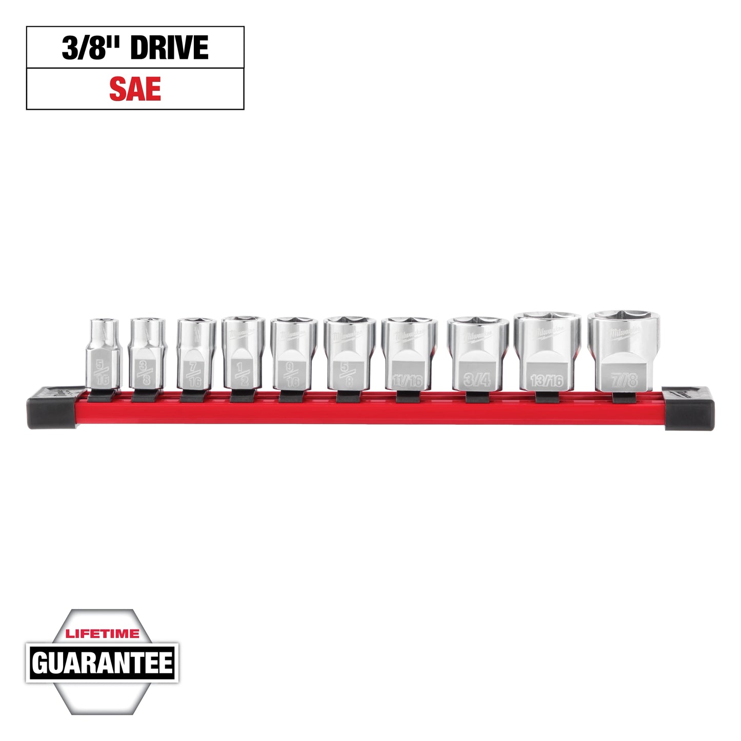 Milwaukee 48-22-9403, 10pc 3/8" SAE Sockets with FOUR FLAT™ Sides