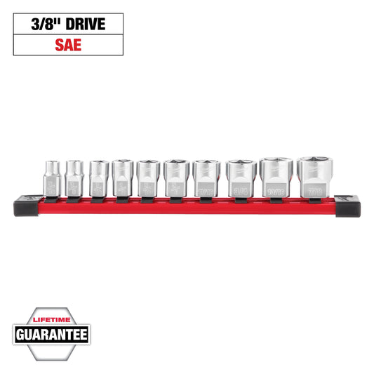 Milwaukee 48-22-9403, 10pc 3/8" SAE Sockets with FOUR FLAT™ Sides