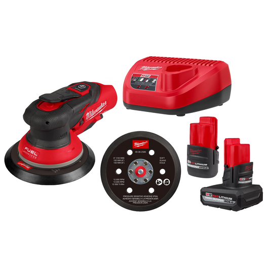 Milwaukee 2584-22CX, M12 FUEL™ 6" Random Orbital Sander Kit (3/32")