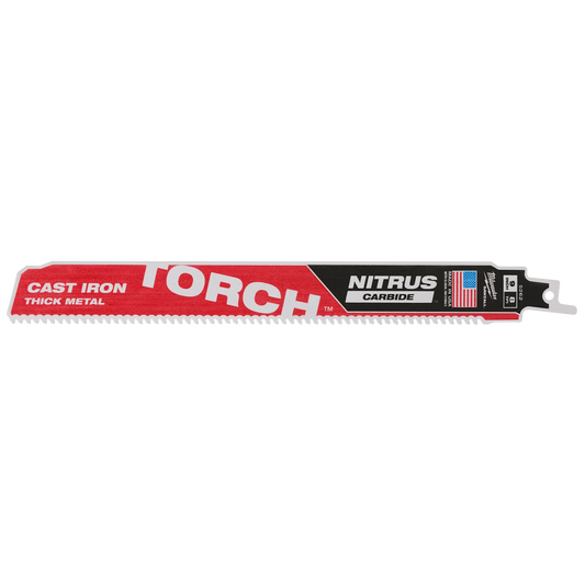 Milwaukee 48-00-5262, 9" 8TPI TORCH™ with NITRUS™ Carbide for Cast Iron SAWZALL® Blade 1PK