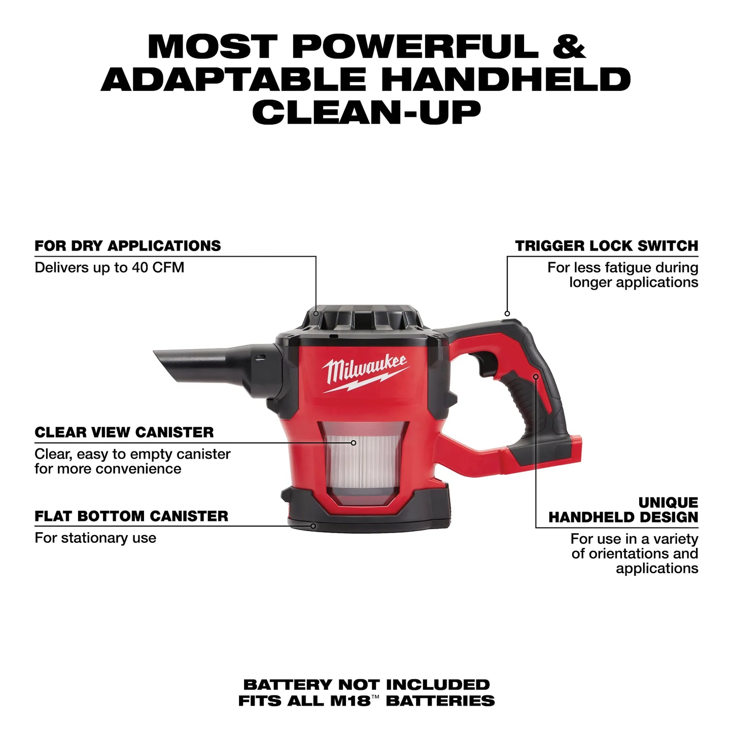 Milwaukee 0882-20, M18 Compact Vacuum