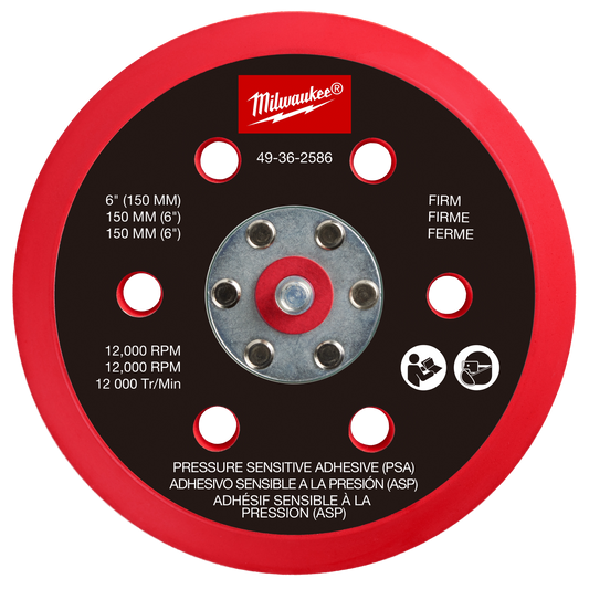 Milwaukee 49-36-2586, 6" Pressure Sensitive Adhesive Sander Backing Pad – Firm