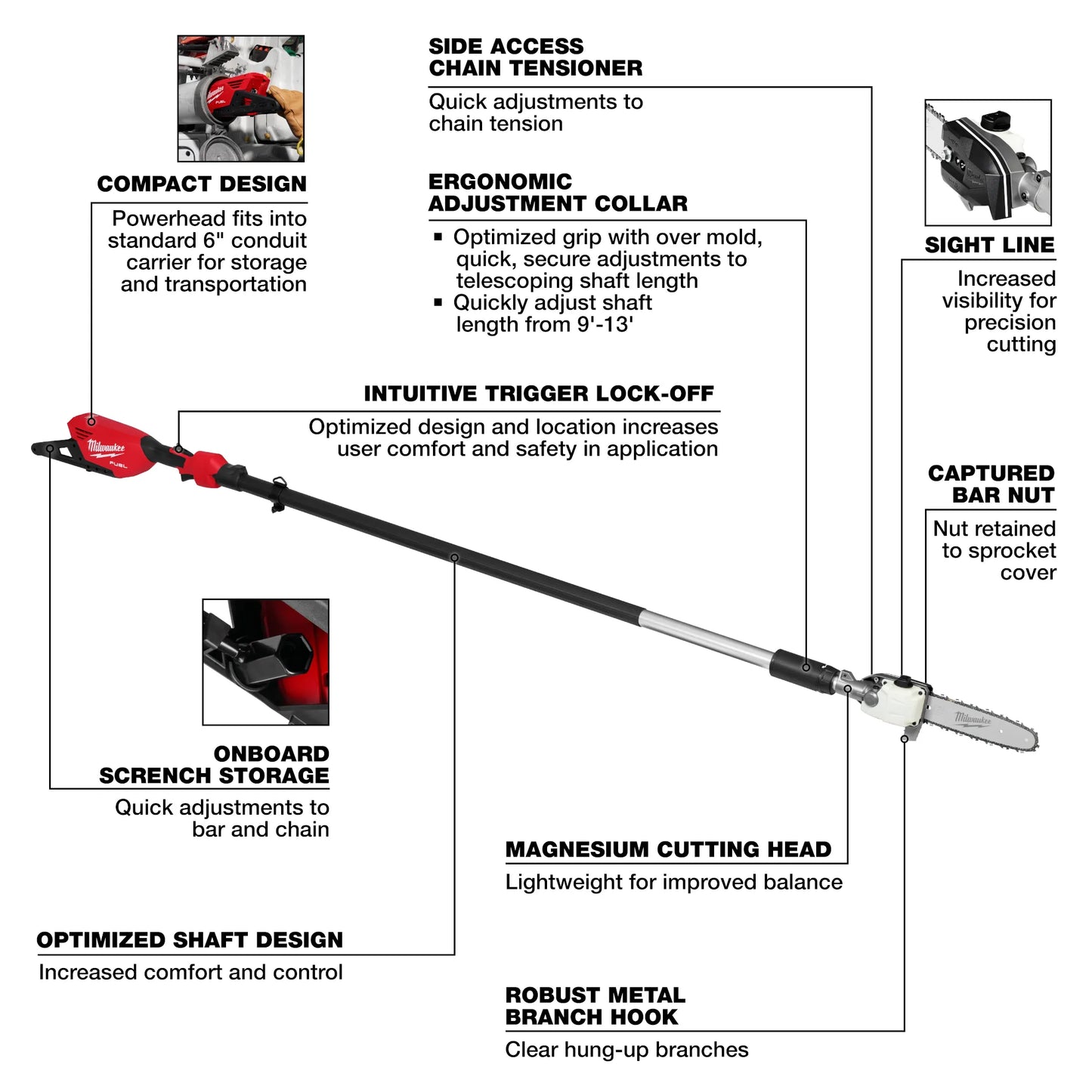 Milwaukee 3013-20, M18 FUEL™ Telescoping Pole Saw (Tool-Only)